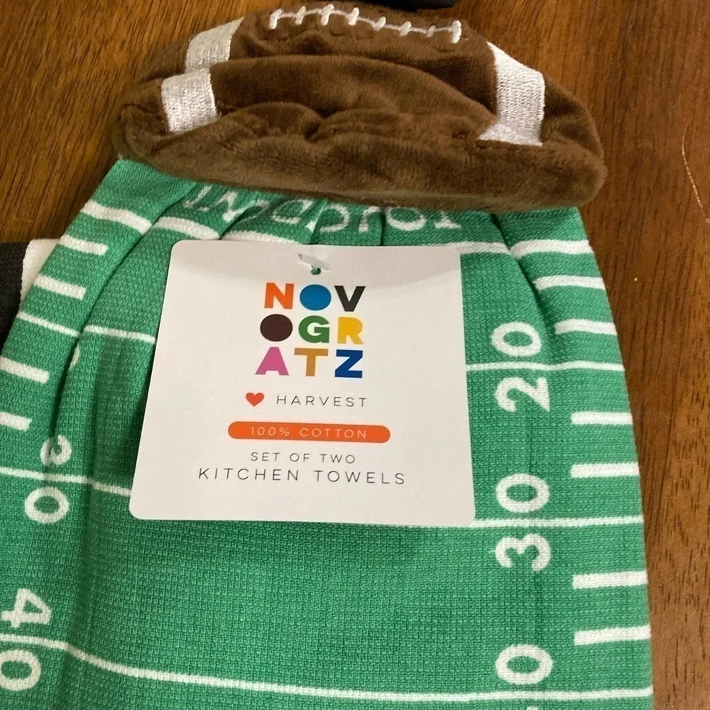 NEW! Novogratz FOOTBALL KITCHEN TOWELS SET OF 2